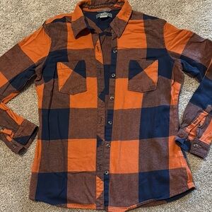 Natural Reflections Orange and Navy Plaid Button-Front Shirt
